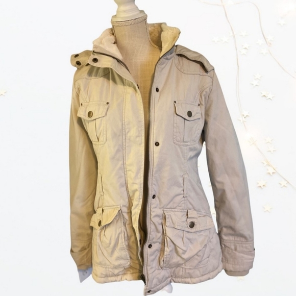 Forever 21 faux fur lined hooded coat jacket - Picture 1 of 16